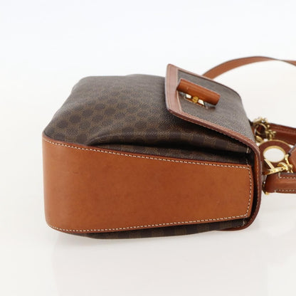 Celine Vintage Convertible Top Handle Macadam Coated Canvas, Brown, PVC, Handbag