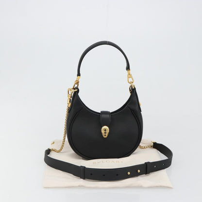 Bvlgari Serpenti Ellipse Leather, Black, Leather, Shoulder Bag