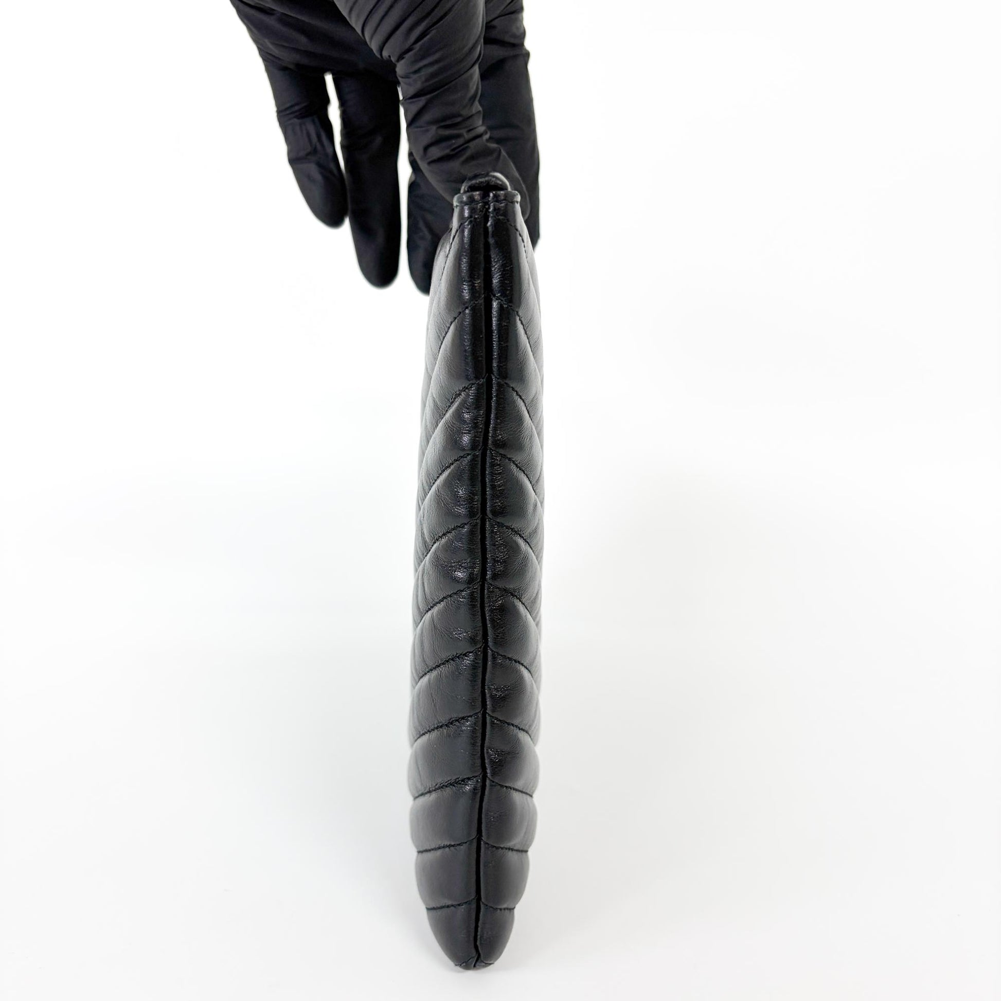 Saint Laurent Zip Pouch Leather, Black, Leather, Clutch