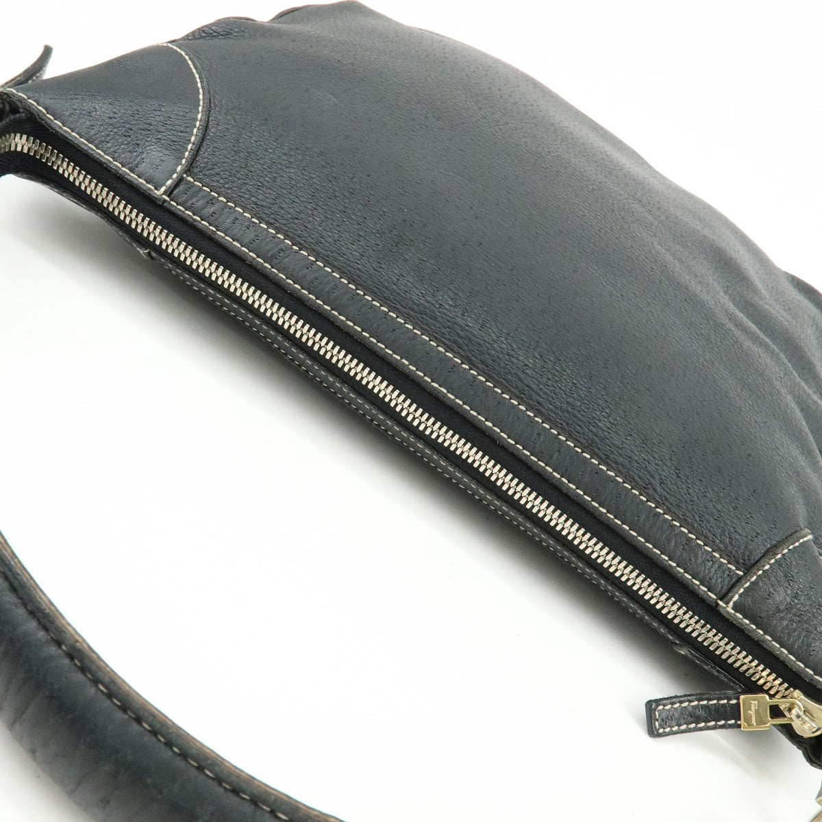 Salvatore Ferragamo Gancini Leather, Black, Leather, Crossbody Bag