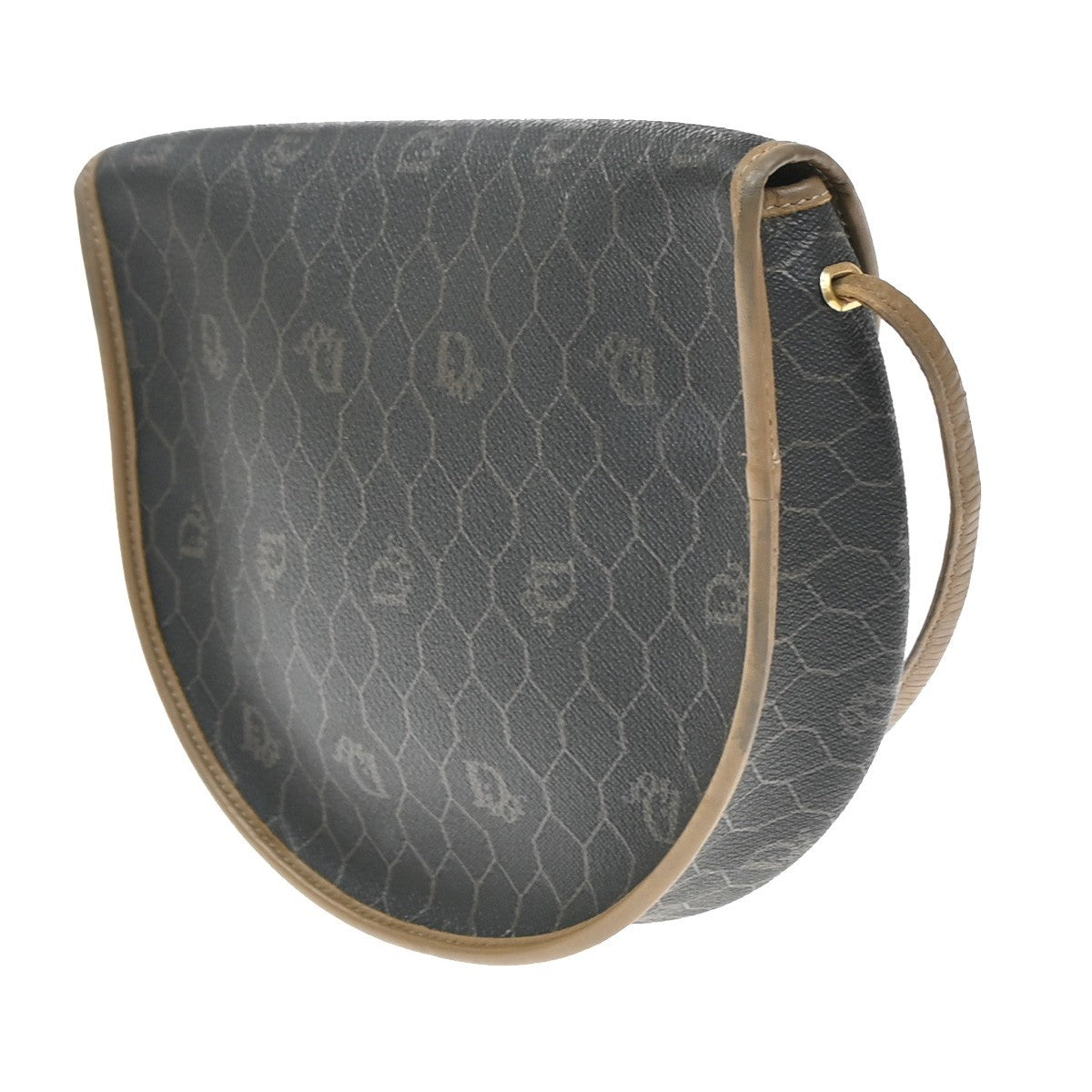 Christian Dior Vintage Honeycomb Canvas, Black, PVC, Shoulder Bag