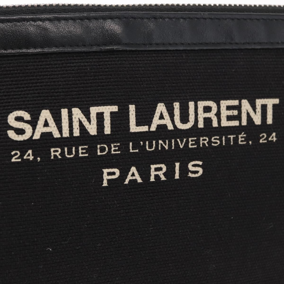 Saint Laurent Beach Zip Canvas, Khaki, Canvas, Clutch