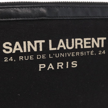 Saint Laurent Beach Zip Canvas, Khaki, Canvas, Clutch