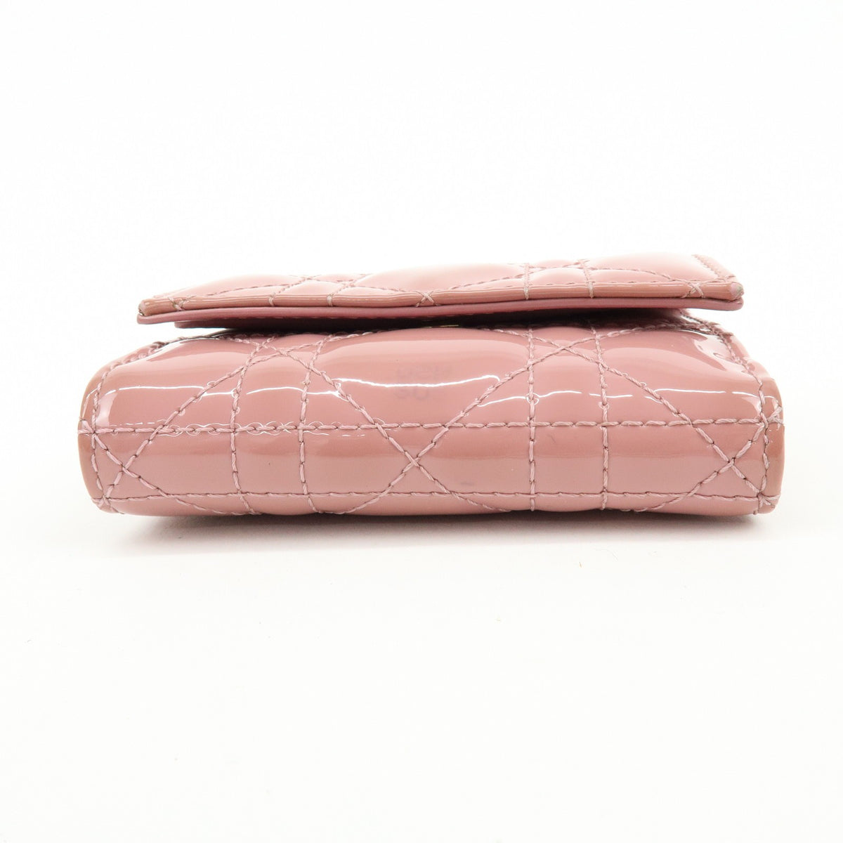 Christian Dior Lady Dior Cannage Quilt Leather, Pink, Patent Leather, Wallet