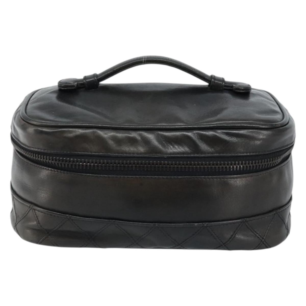 Fendi Vintage Cosmetic Case Pequin Canvas, Black, Leather, Clutch