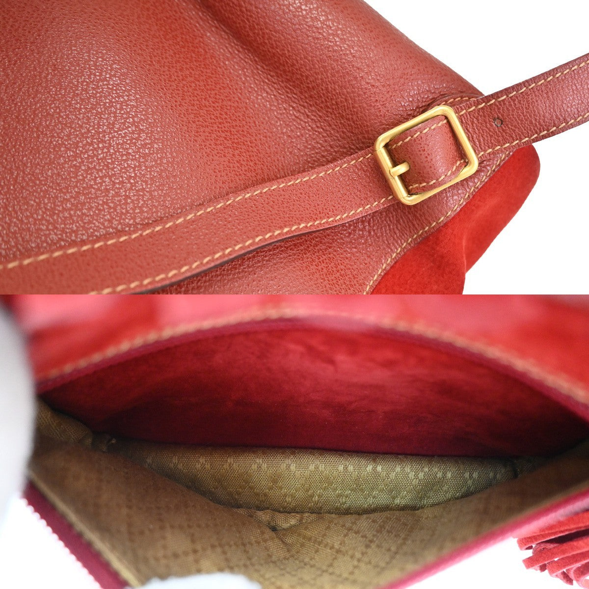 Gucci Vintage Backpack Suede, Red, Suede, Backpack