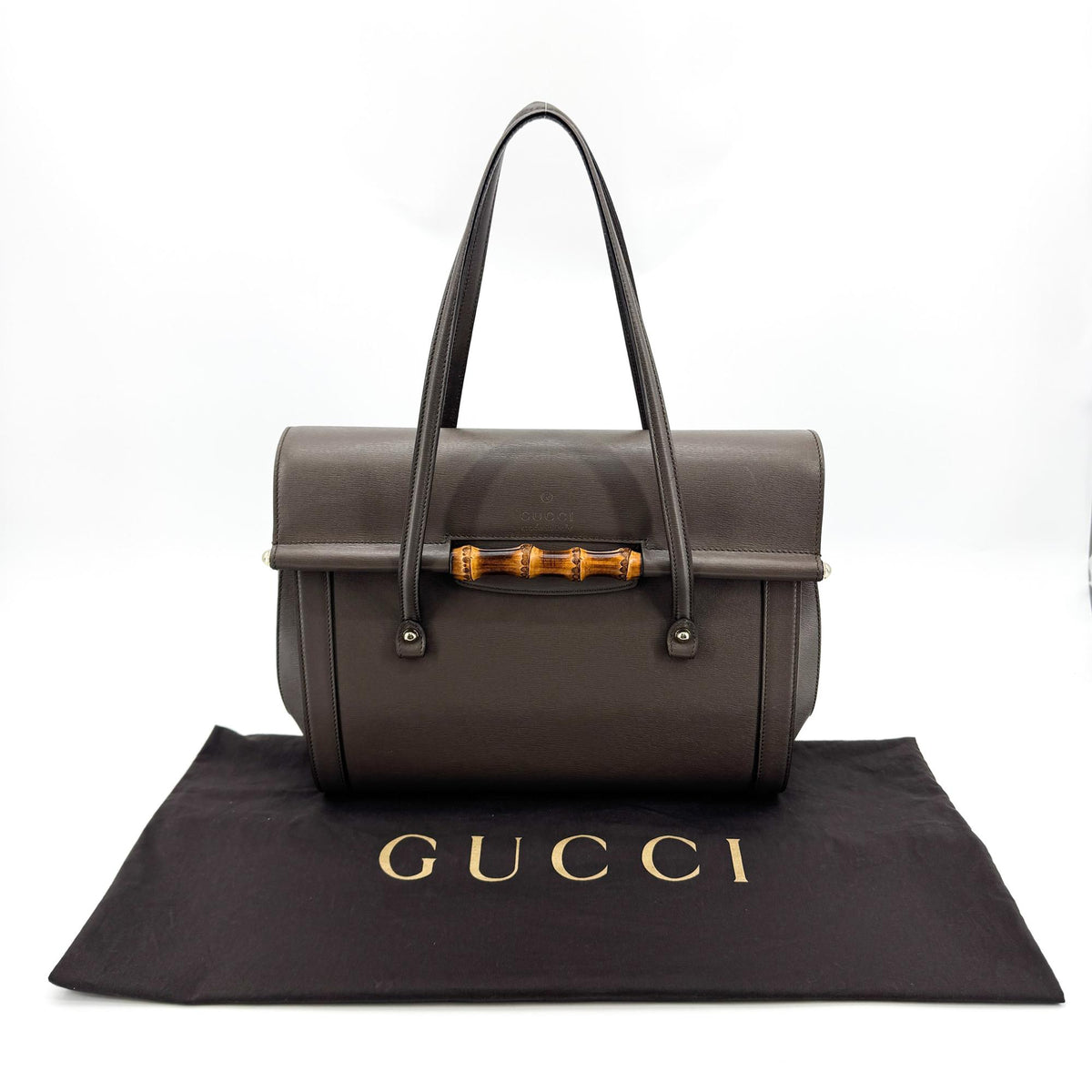 Gucci Bamboo Bullet Top Handle Leather, Brown, Leather, Handbag