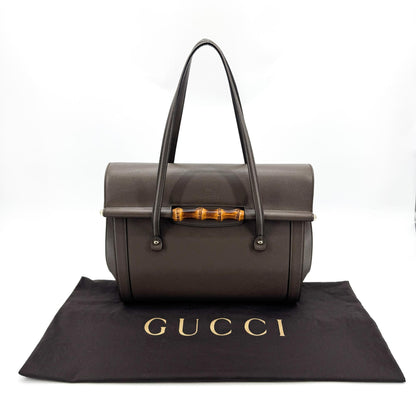 Gucci Bamboo Bullet Top Handle Leather, Brown, Leather, Handbag