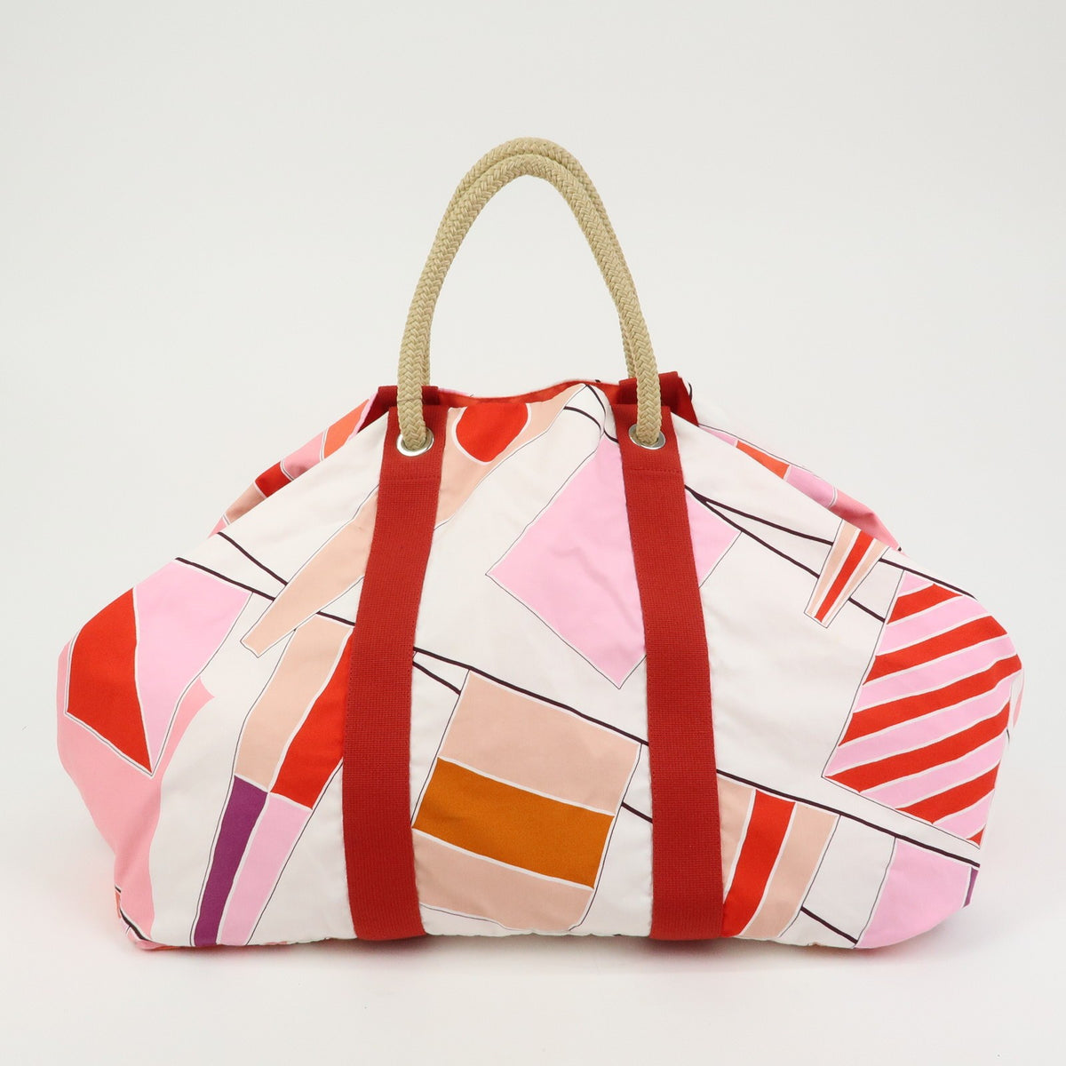 Hermes Drapeaux Au Vent Printed Canvas, Multicolour, Canvas, Handbag