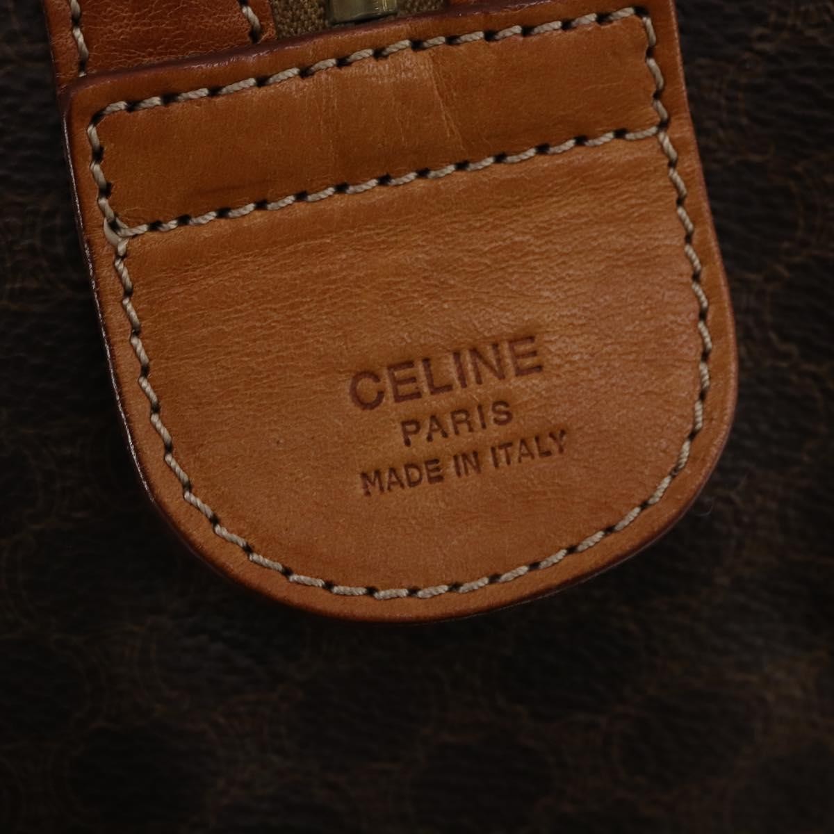 Celine Boston Triomphe Coated Canvas, Brown, PVC, Handbag