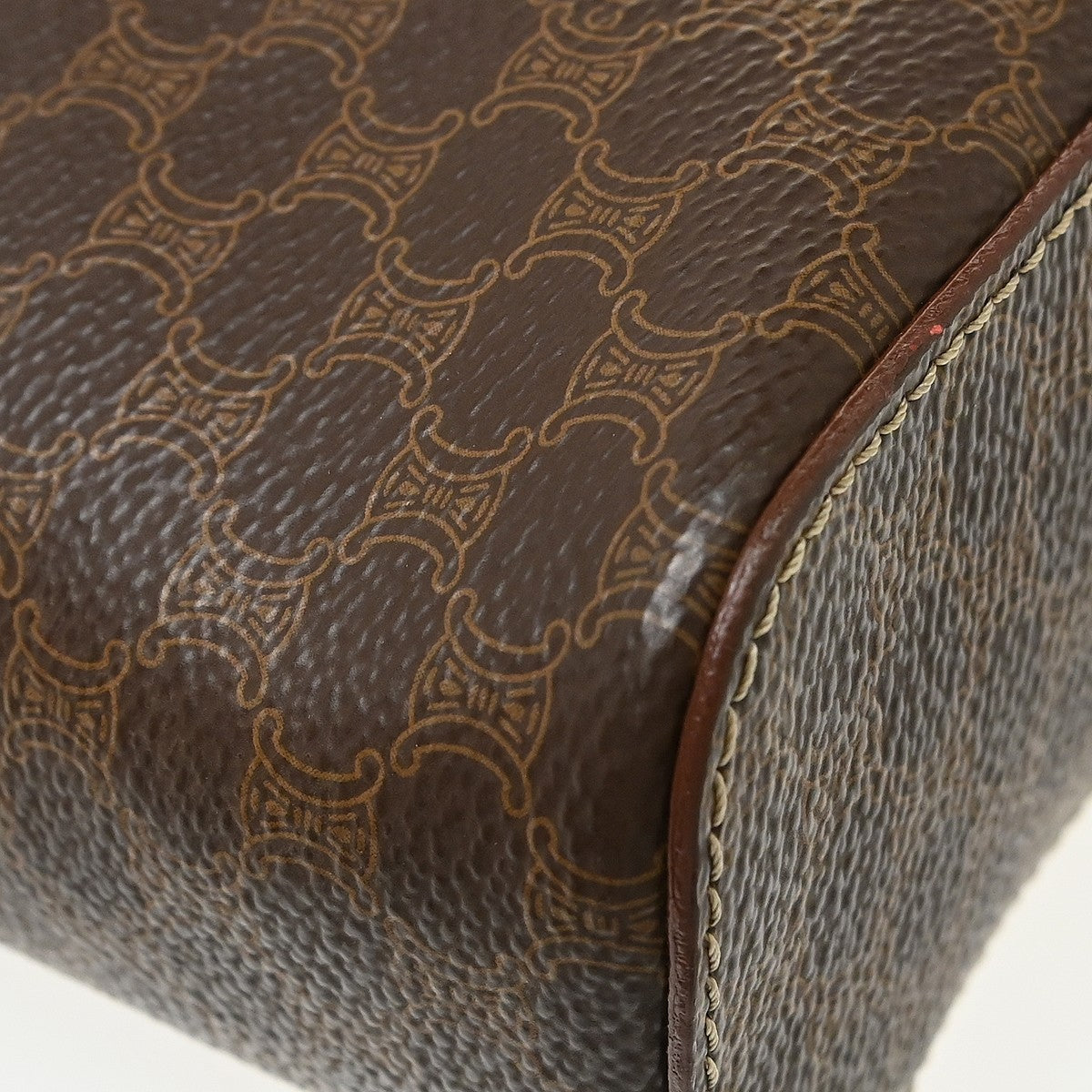 Celine Top Handle Vanity Box Triomphe Coated Canvas, Brown, Canvas, Handbag