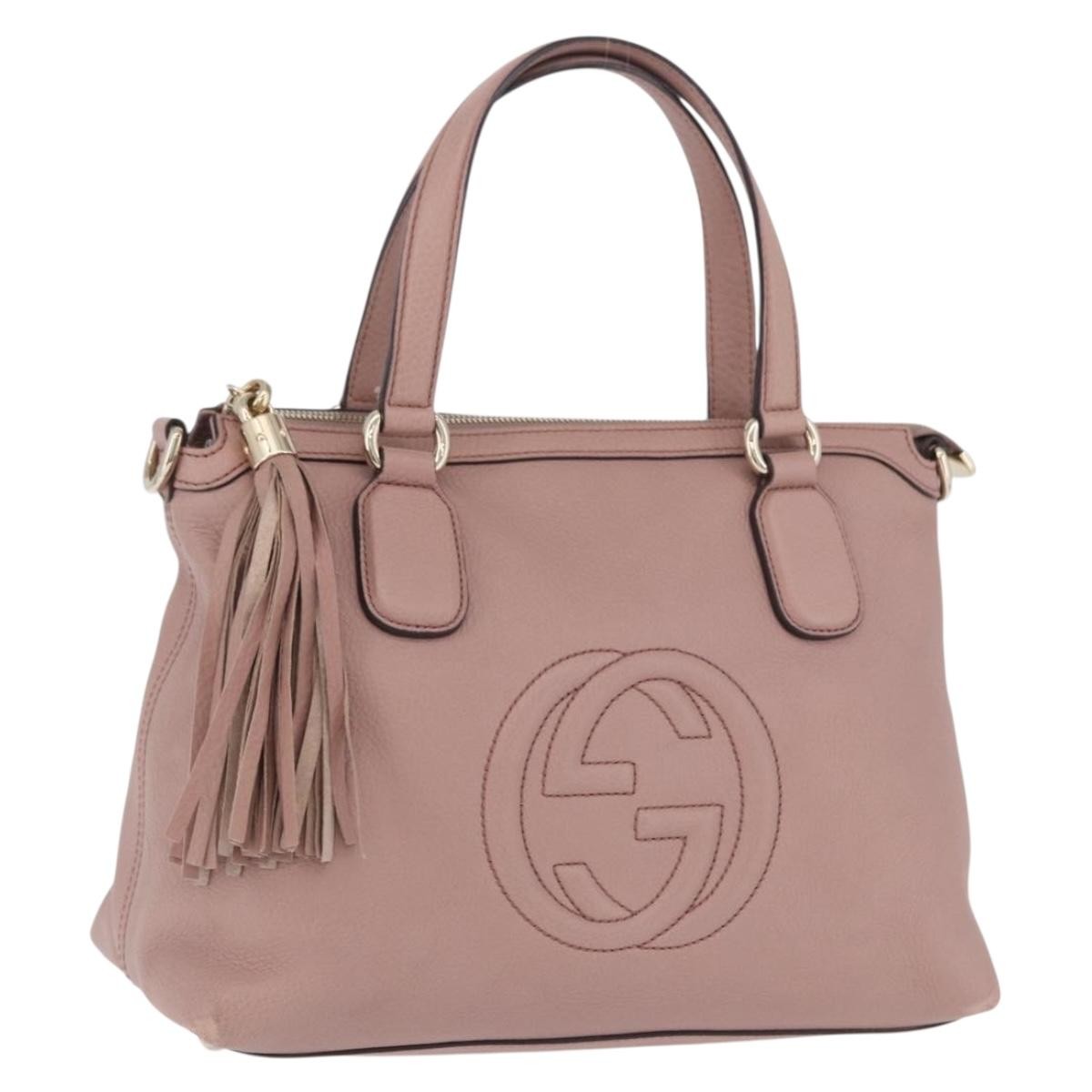 Gucci Soho Working Leather, Pink, Leather, Tote Bag
