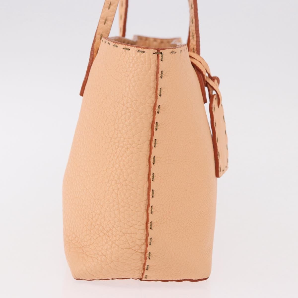 Fendi Selleria Carla Leather, Orange, Leather, Tote Bag