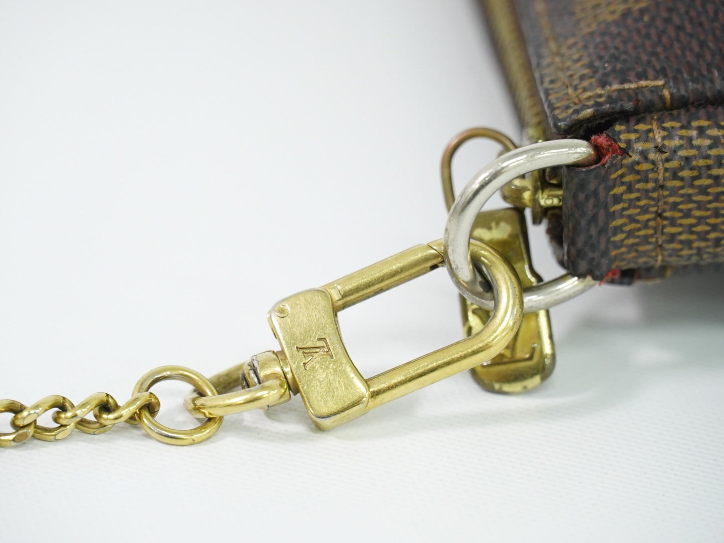 Louis Vuitton Pochette Accessoires Damier, Brown, Canvas, Clutch