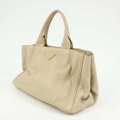 Prada Canapa Vitello Daino, Beige, Leather, Tote Bag