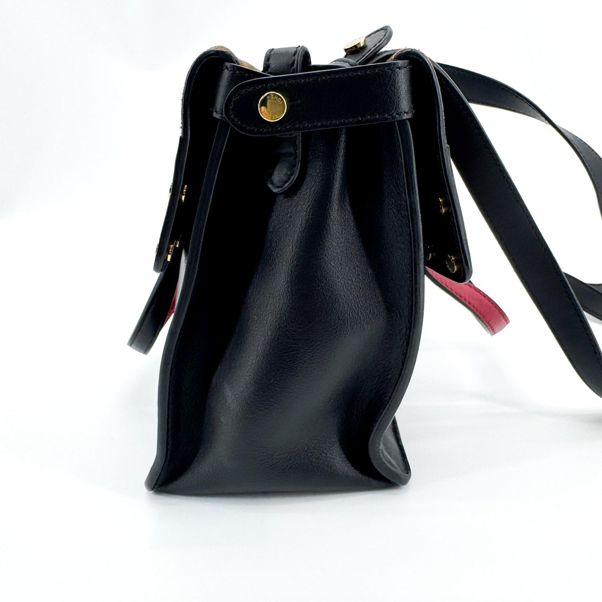 Fendi Flip Leather with Suede, Black, Leather, Tote Bag