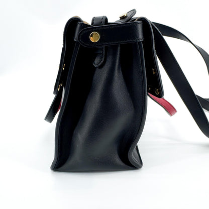 Fendi Flip Leather with Suede, Black, Leather, Tote Bag
