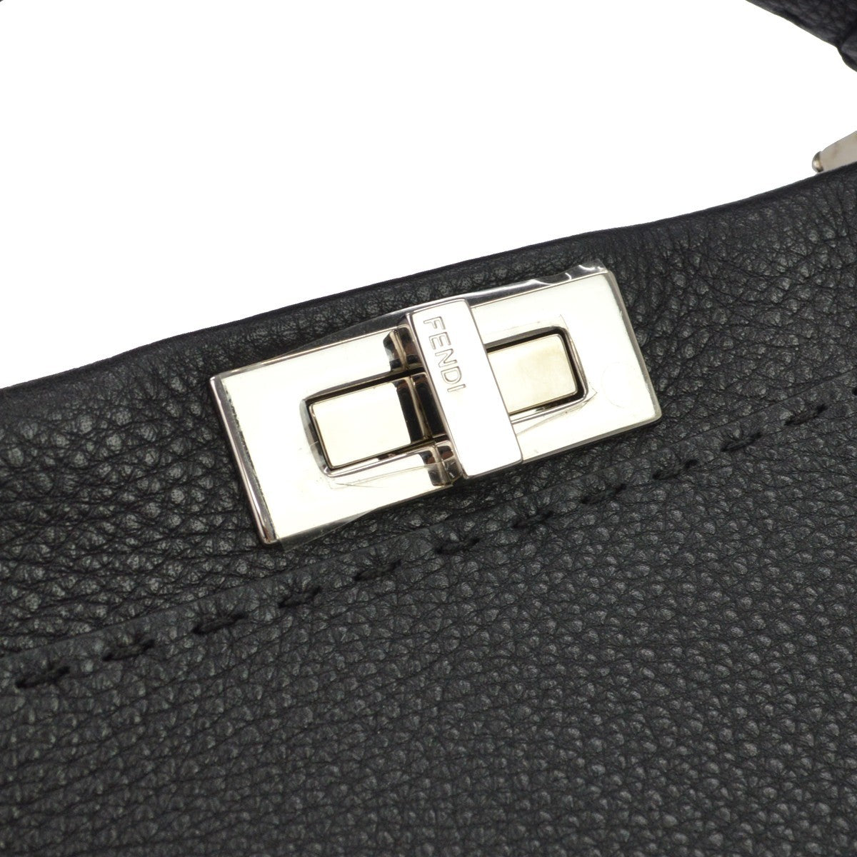 Fendi Selleria Peekaboo Leather, Black, Leather, Handbag