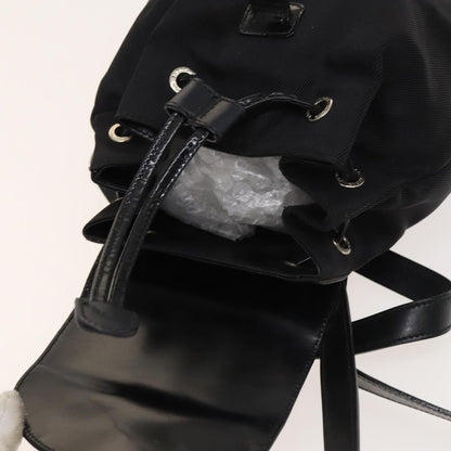 Gucci Vintage Bamboo Nylon and Patent Leather, Black, Nylon, Backpack