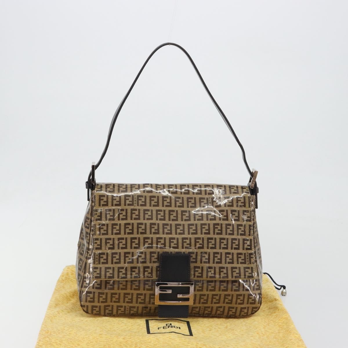 Fendi Mamma Baguette Zucchino canvas, Brown, Canvas, Shoulder Bag