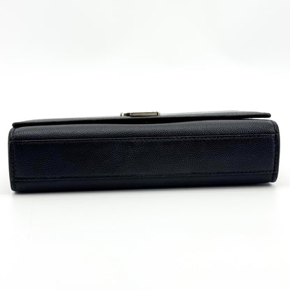 Saint Laurent Classic Monogram Grainy Leather, Black, Leather, Crossbody Bag