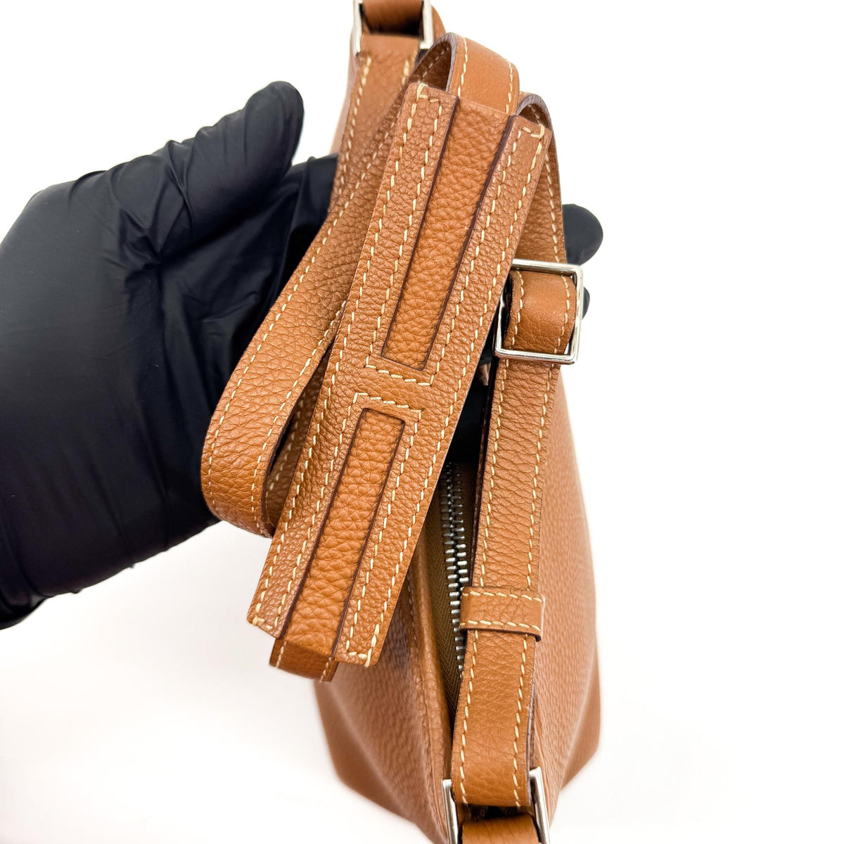 Hermes Berlingot Leather, Brown, Leather, Shoulder Bag