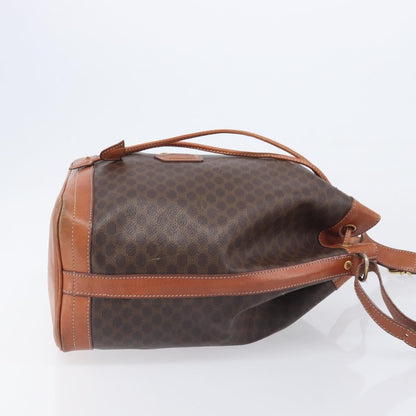 Celine Macadam Shoulder Leather, Brown, Canvas, Crossbody Bag