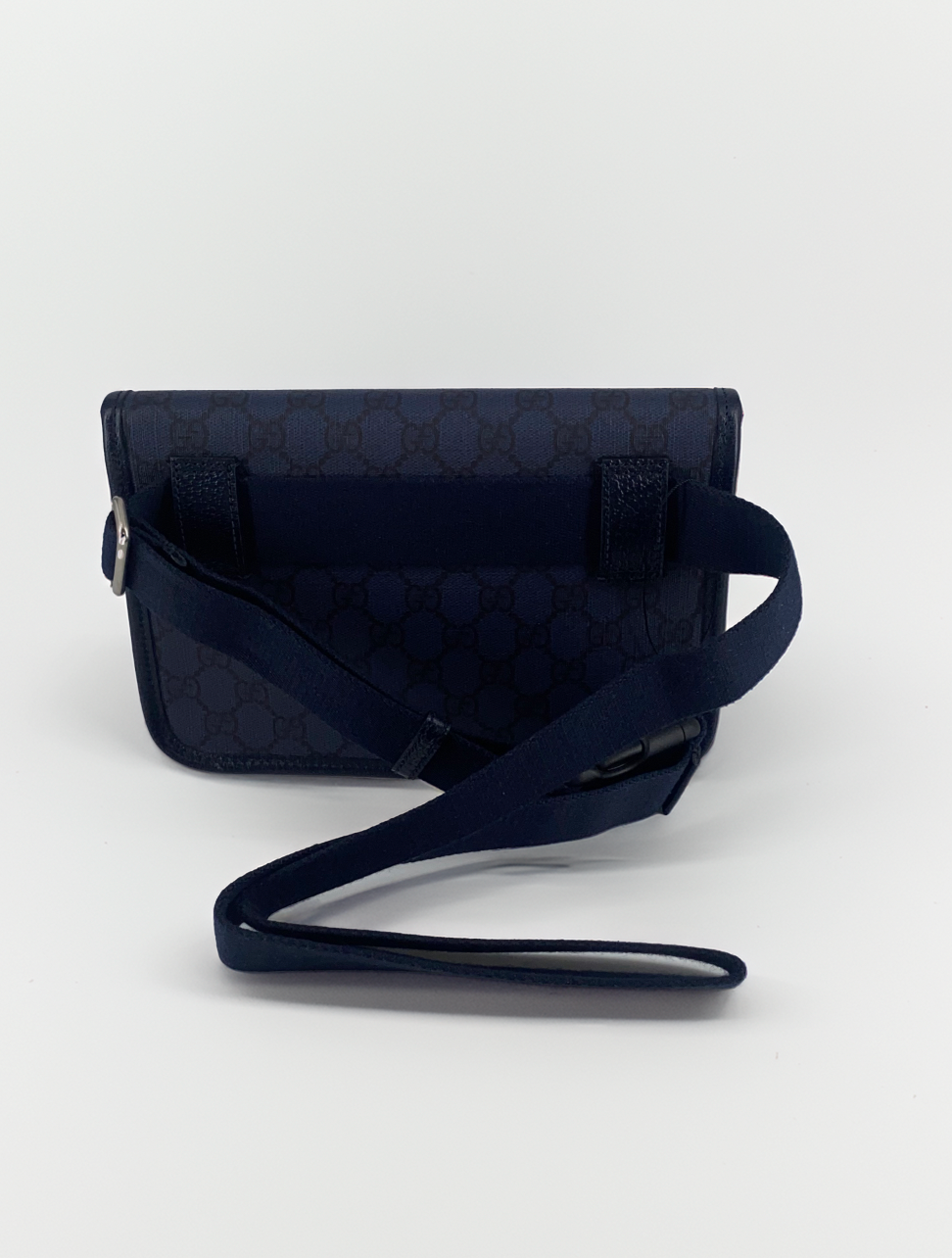 Gucci Flap Belt Bag GG Canvas, NAVY, CANVAS, Shoulder bag