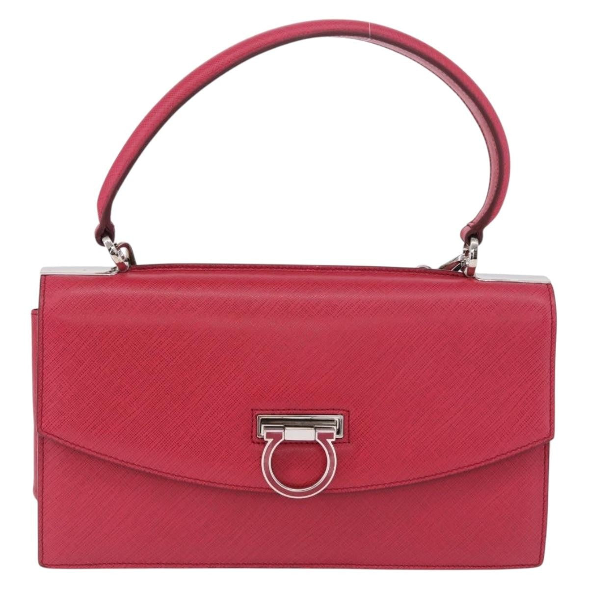 Salvatore Ferragamo Gancini Convertible Top Handle Saffiano Leather, Pink, Leather, Handbag