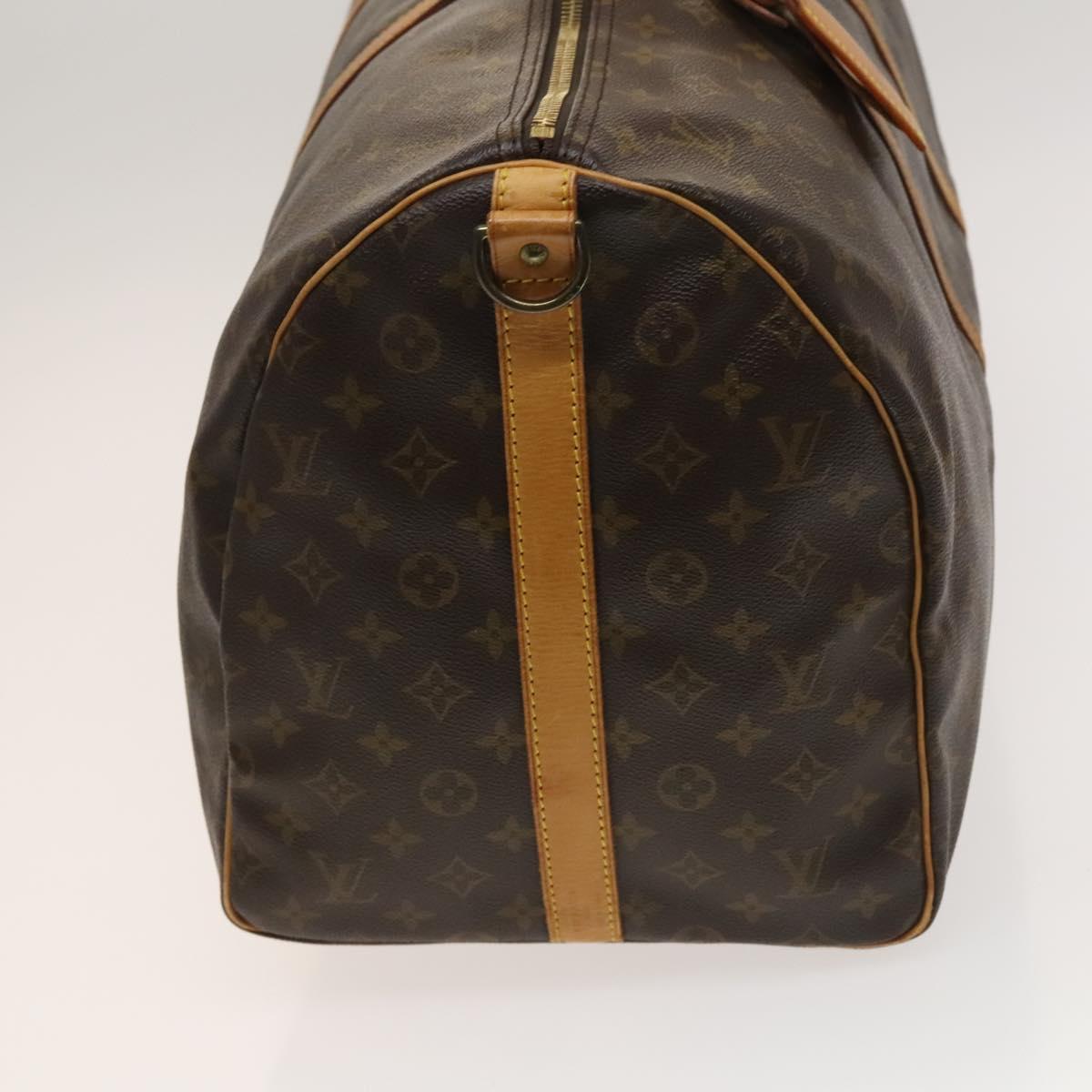 Louis Vuitton Keepall Bandouliere Bag Monogram Canvas, BROWN, LEATHER, Travel bag