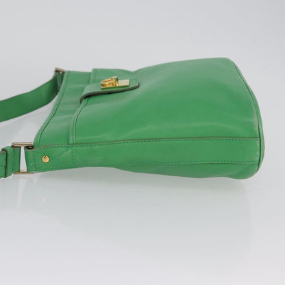 Celine Vintage Leather, Green, Leather, Shoulder Bag