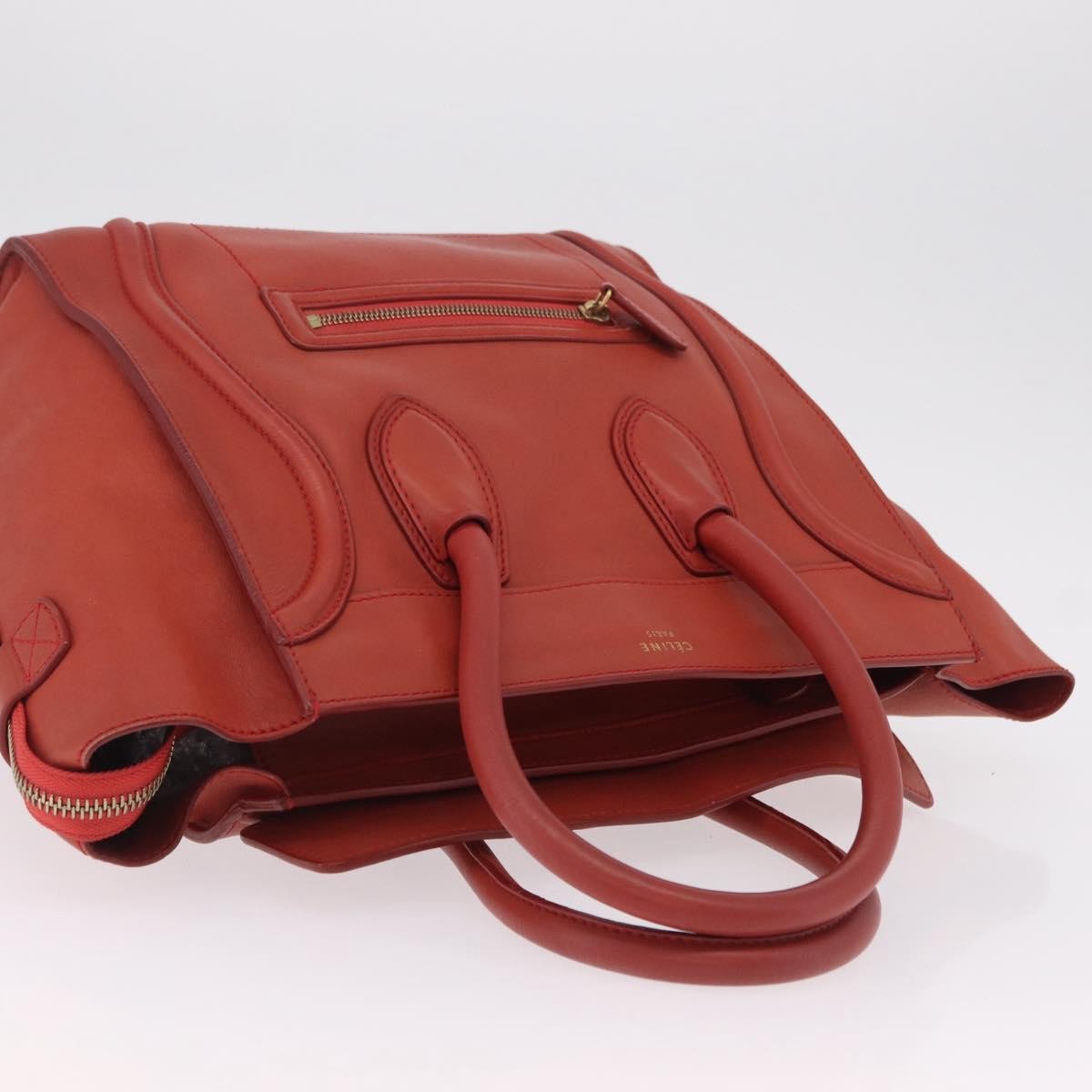 Celine Luggage Suede, Red, Leather, Handbag