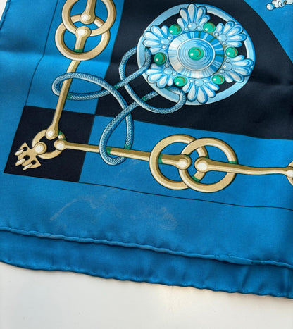 Hermes Carré 90 Silk multicolor, Blue, Cotton, Scarf