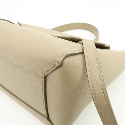 Celine Belt Textured Leather, Beige, Leather, Handbag