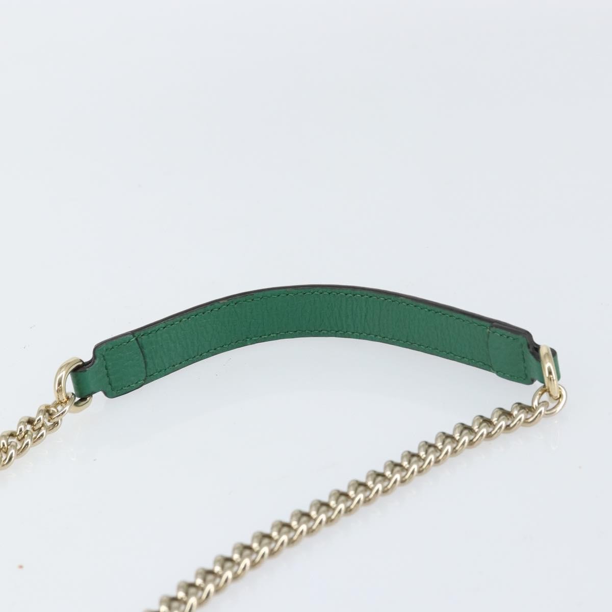 Gucci Interlocking Chain Leather, Green, Leather, Shoulder Bag