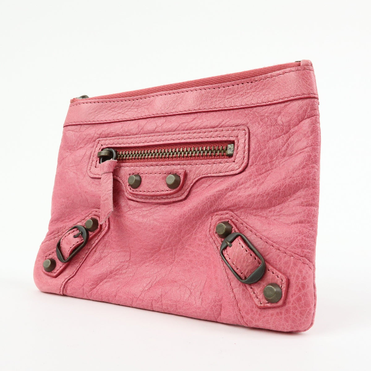 Balenciaga Classic Studs Reporter Leather, Pink, Leather, Crossbody Bag