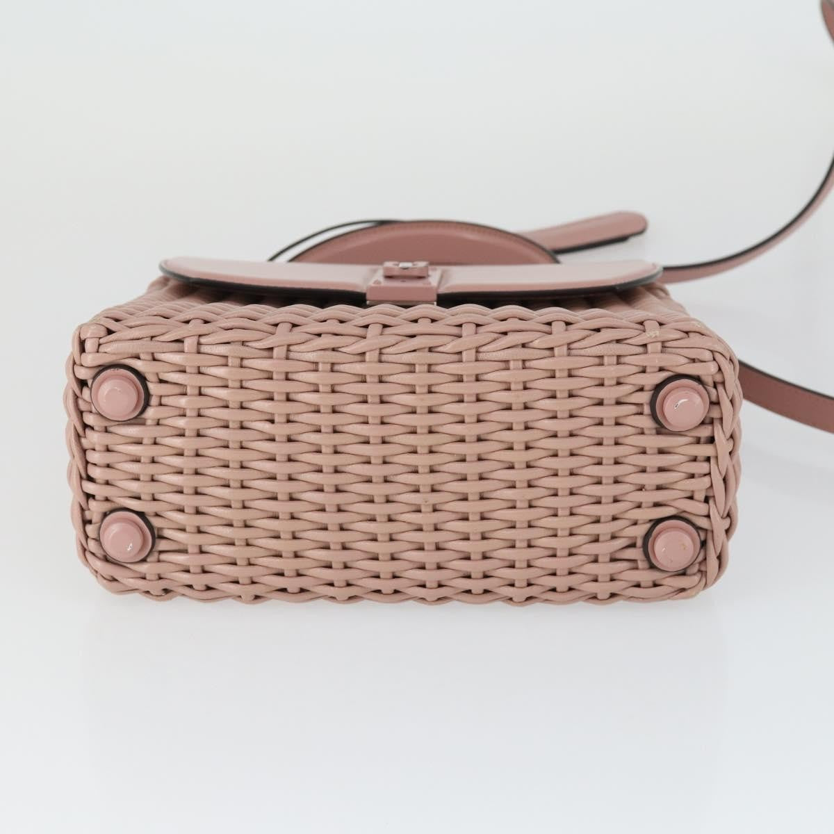 Salvatore Ferragamo Boxyz Top Handle Woven Leather, Pink, Leather, Handbag