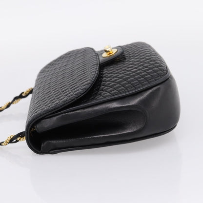 Bally Vintage Chain Quilted Leather, Black, Leather, Shoulder Bag