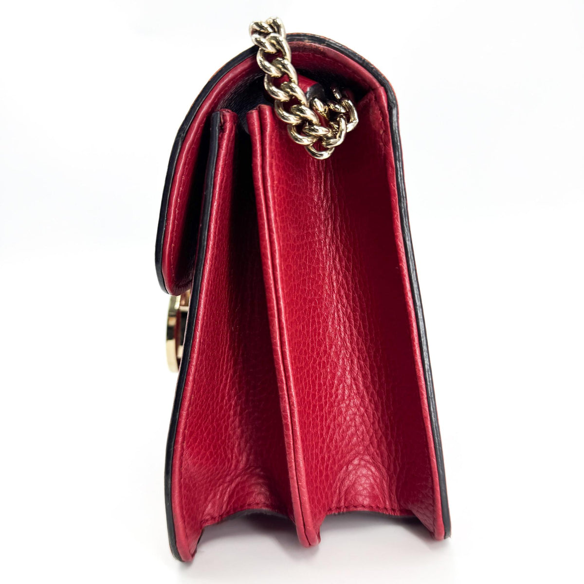 Gucci Interlocking Leather, Red, Leather, Shoulder Bag