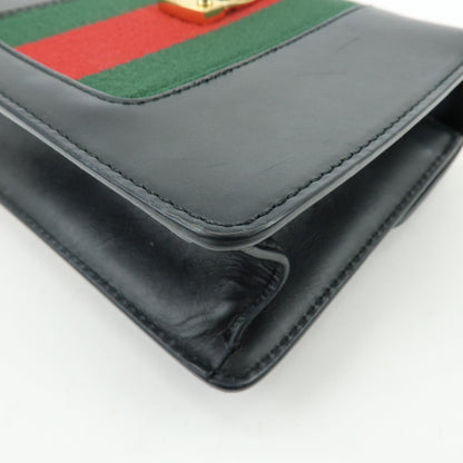 Gucci Sylvie Chain Leather, Black, Leather, Shoulder Bag