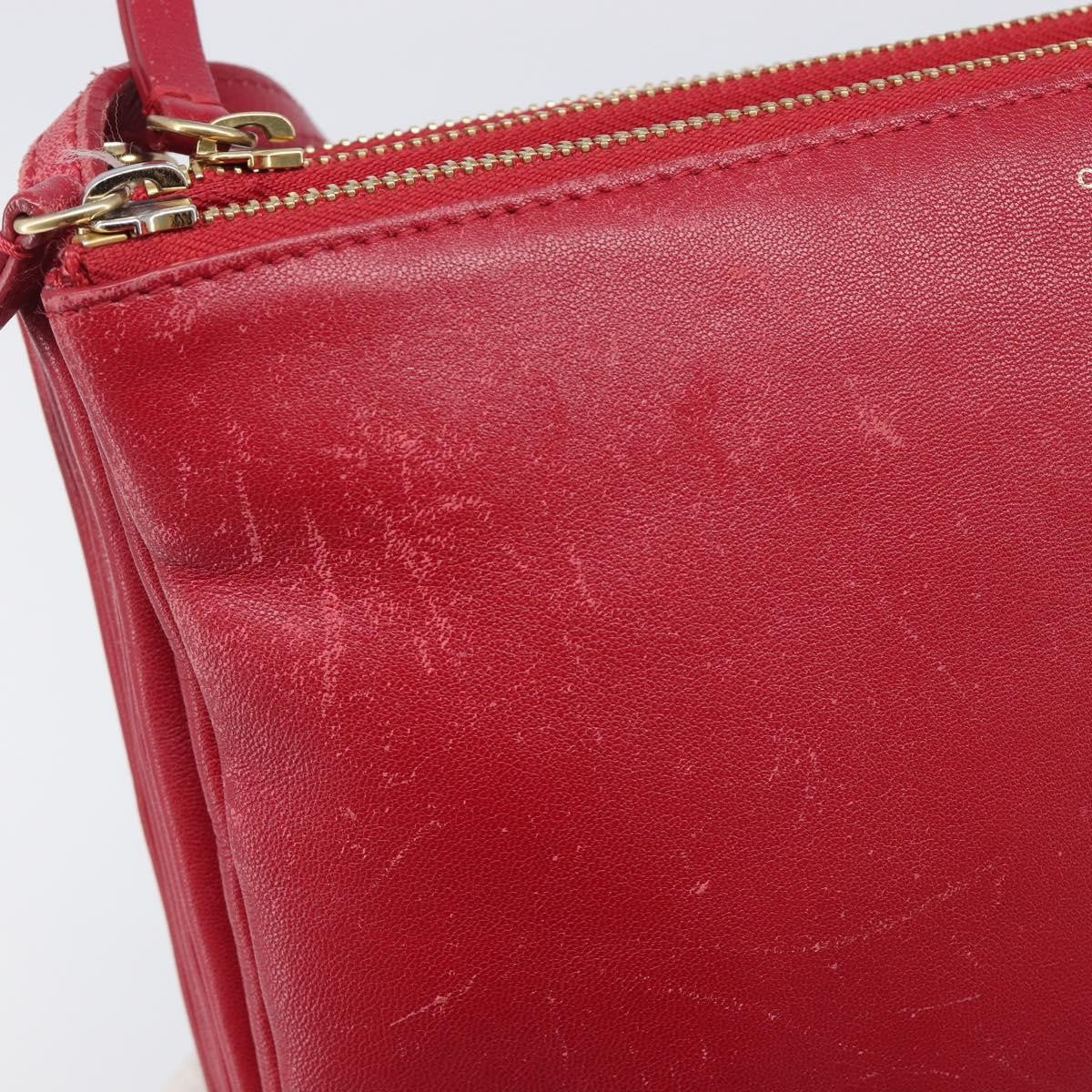 Celine Trio Leather, Red, Leather, Crossbody Bag