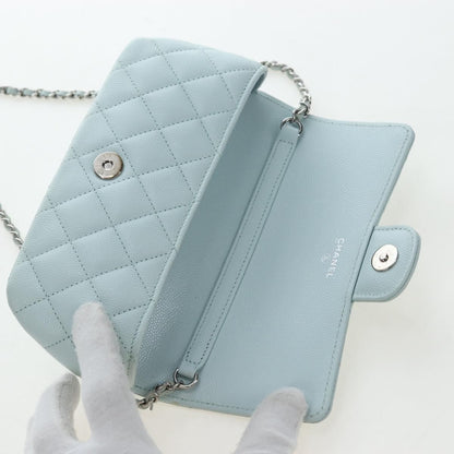 Chanel Classic Sunglasses Case with Chain Quilted Caviar, Blue, Calfskin, Clutch