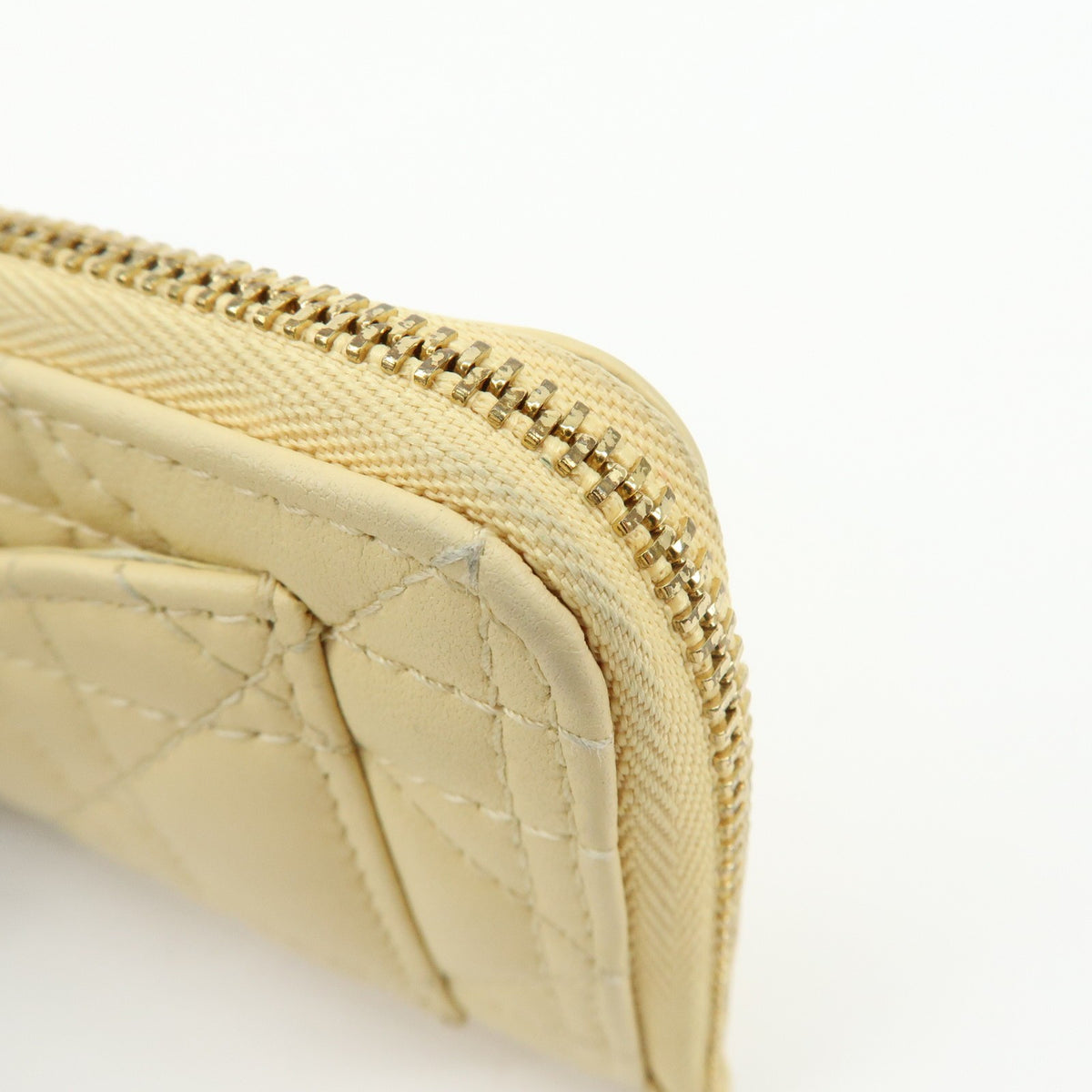 Christian Dior Lady Dior Card Holder Cannage Quilt Patent, Yellow, Leather, Card Holder