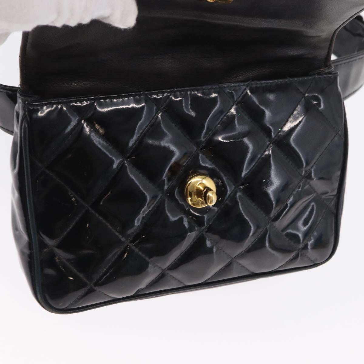 Chanel Vintage CC Flap Waist Patent Leather, Black, Patent Leather, Clutch