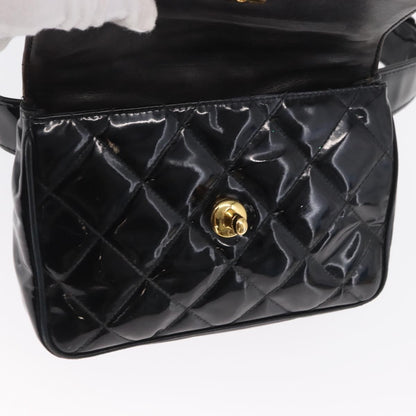 Chanel Vintage CC Flap Waist Patent Leather, Black, Patent Leather, Clutch