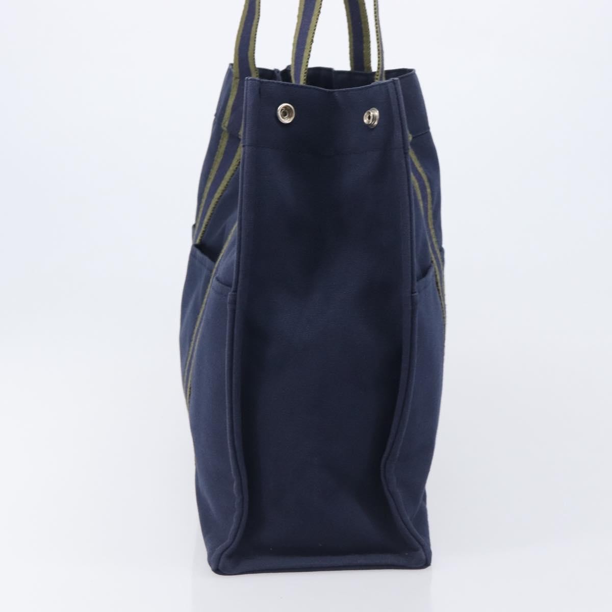 Hermes Fourre Tout Toile, Navy, Canvas, Tote Bag