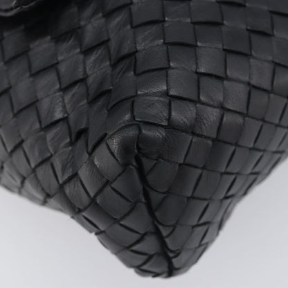 Bottega Veneta Square Flap Messenger Intrecciato Nappa, Black, Leather, Handbag
