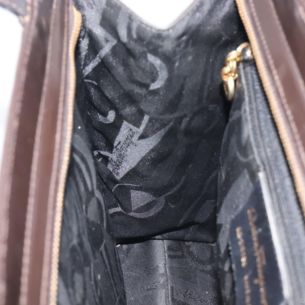 Salvatore Ferragamo Gancini Patent Leather, Brown, Patent Leather, Crossbody Bag