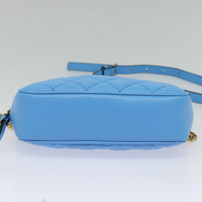 Versace Medusa Icon Front Slip Pocket Camera Quilted Leather, Blue, Leather, Shoulder Bag