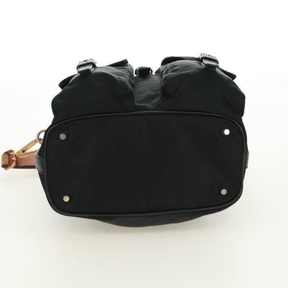 Prada Double Pocket Drawstring Tessuto, Black, Nylon, Shoulder Bag